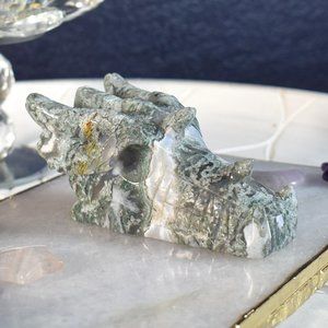Moss Agate Dragon Head